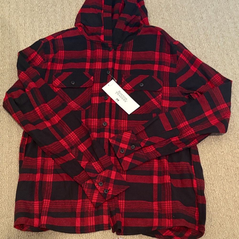 Boston Traders Red and Black Plaid Sweater